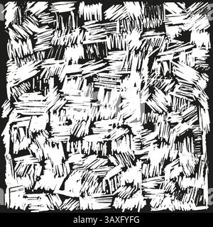 Lines Doodle Abstract Pattern - Black and White Colors - Handdrawn Illustration Vector Stock Vector