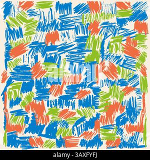 Lines Abstract Doodle Pattern - Multiple Colors on Light Background - Handdrawn Illustration Vector Stock Vector
