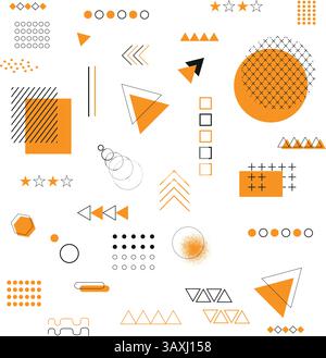 A set of geometric shapes. Memphis design, web retro items, antique, advertising, commercial banner, poster, post, billboard, sale. Collect geometric Stock Vector