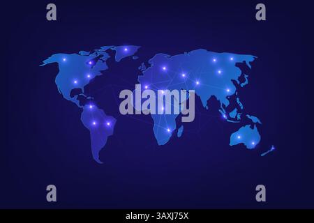 Technology Concept World map Global connection and communication, vector illustration Stock Vector