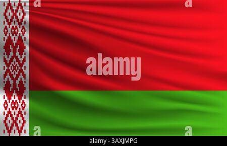 Vector flag of Belarus waving closeup style background illustration Stock Vector