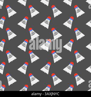Seamless grey badminton shuttlecock pattern birdie seamless background Stock Vector