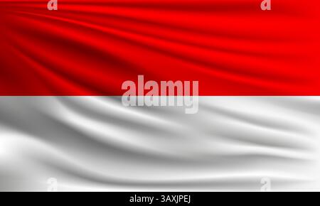 Vector flag of Indonesia waving closeup style background illustration Stock Vector