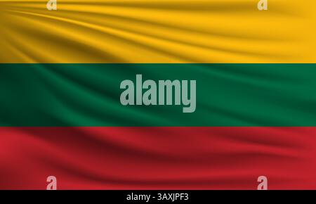 Vector flag of Lithuania waving closeup style background illustration Stock Vector