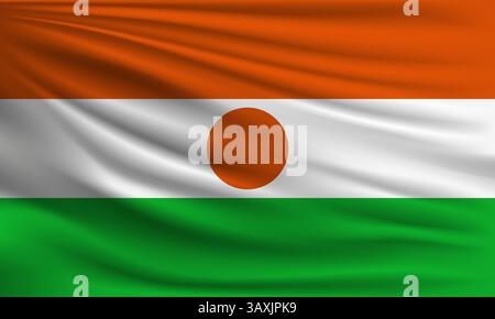 Vector flag of Niger waving closeup style background illustration Stock Vector
