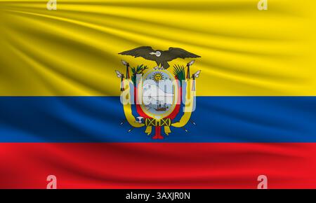 Vector flag of Ecuador waving closeup style background illustration Stock Vector