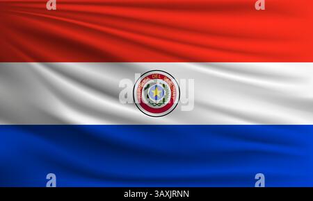 Vector flag of Paraguay waving closeup style background illustration Stock Vector