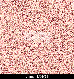 Minimal geometric background. Tiny triangles size. Monotone style. Rounded triangular cells outlined. Repeatable pattern. Crimson Spectrum. Stock Vector