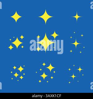 Star sparkles icon set Stock Vector
