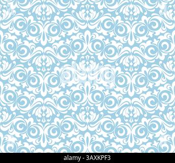 Floral pattern. Wallpaper baroque, damask. Seamless vector background. Blue and white ornament. Graphic modern pattern Stock Vector