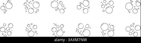 Soap Bubbles Line Icon Set. Collection Of Floating Air Bubbles With Different Sizes And Highlights Outline Symbol Collection. Editable Stroke Stock Vector