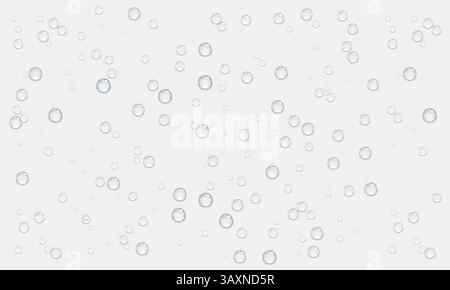 Drops water rain on transparent background, realistic style, vector elements. Clean drop condensation. Vector pure bubbles on window glass Stock Vector