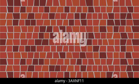 A red brick wall background. Brown tiles texture. Sidewalk red block surface. editable stroke. Stock Vector