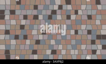 A mosaic tiles background. Ceramic tile floor surface. A sidewalk blocks pattern. A colorful brick wall texture. Stock Vector