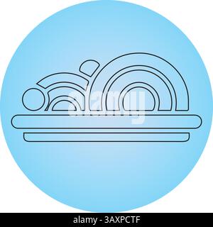 Global Cuisine, Black outline Logo Design, Gradient Background Color, Illustration Art Stock Vector