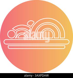 Global Cuisine, White outline Logo Design, Gradient Background Color, Illustration Art Stock Vector