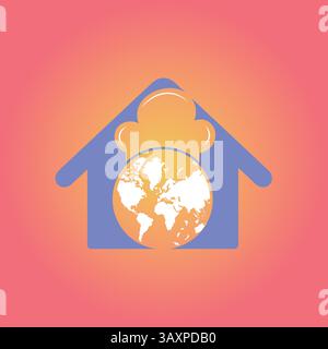 Cuisine global Gradient background vector, Blue color store logo Stock Vector