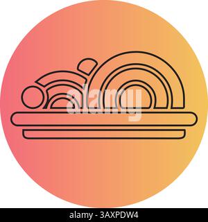 Global Cuisine | Black line Logo Design | Gradient Background Color | Vector Art Stock Vector