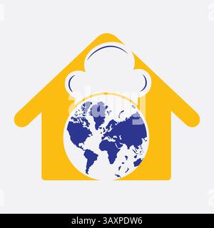 Cuisine global Vector store Logo design yellow color Stock Vector