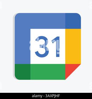 Google Calendar icon, Official logo, edtitable icons, sign and vector art Stock Vector