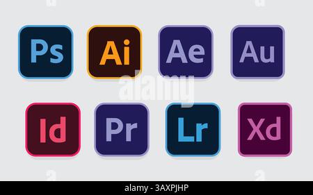 Adobe Icons, Official logo, editable icons, sign, and vector art Stock Vector