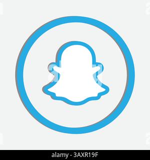 Snapchat icons. Social media logo. Line art and flat style isolated Stock Vector