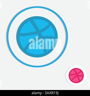 Dribbble Official icon and in Unique Blue Color icon Vector art Stock Vector