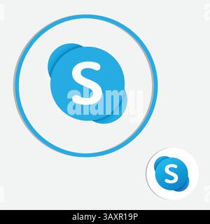 Skype Official icon and in Unique Blue Color icon Vector art Stock Vector