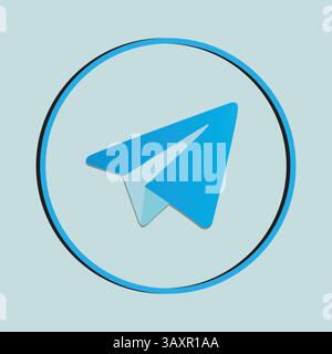 Blue telegram icons. Social media logo. Line art and flat style isolated on a white background Stock Vector