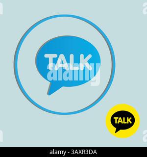 Talk Official icon and in Unique Blue Color icon Vector art Stock Vector