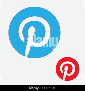 Pinterest Official icon and in Unique Blue Color icon Vector art Stock Vector