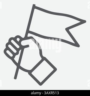 Vector Hand Holding Flag icon, Independent icons symbol, Victory icons, Premium quality graphic design elements, Modern signs, linear pictograms object Stock Vector