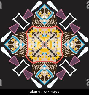 Ethnic pattern. Abstract kaleidoscope fabric design texture for background Stock Vector