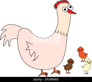 comic cartoon hen Stock Vector