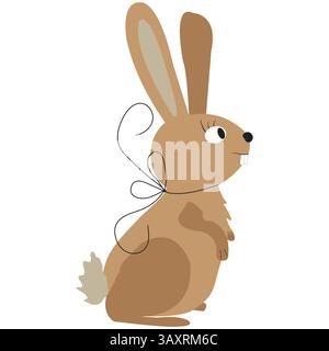 Cute hare icon with a bow. Rabbit with a bow. Vector illustration on a white background. Stock Vector