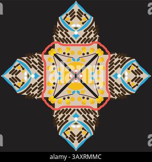 Ethnic pattern. Abstract kaleidoscope fabric design texture for background Stock Vector
