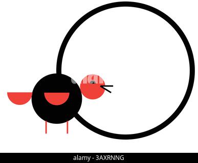 Geometric bird logo ; immage of bird made of circles Stock Vector