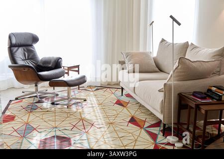 Living room, interior design, Donostia, San Sebastian, Gipuzkoa, Basque Country, Spain Stock Photo