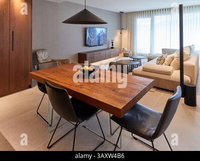 Living and dining room, interior design, Home, Basque Country, Spain Stock Photo