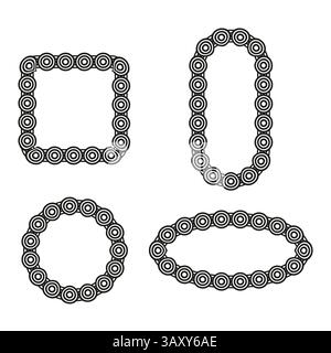 Circle chain frame. Oval outline shape. Square ring border. Vector ornament element. Stock Vector