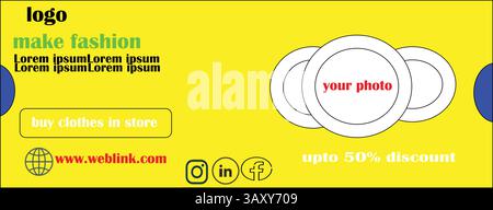 Fashion Sale Social Media Facebook Cover Design Template. Sale Social media Cover page Design Template, Promotion Brand Fashion super sale banner. Stock Vector