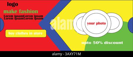 Fashion Sale Social Media Facebook Cover Design Template. Sale Social media Cover page Design Template, Promotion Brand Fashion super sale banner. Stock Vector