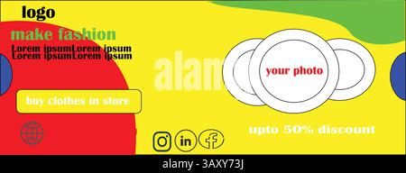 Fashion Sale Social Media Facebook Cover Design Template. Sale Social media Cover page Design Template, Promotion Brand Fashion super sale banner. Stock Vector