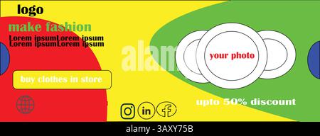 Fashion Sale Social Media Facebook Cover Design Template. Sale Social media Cover page Design Template, Promotion Brand Fashion super sale banner. Stock Vector
