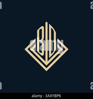 Initials BD logo rhombus lines shape style, luxury modern real estate logo design vector graphic Stock Vector