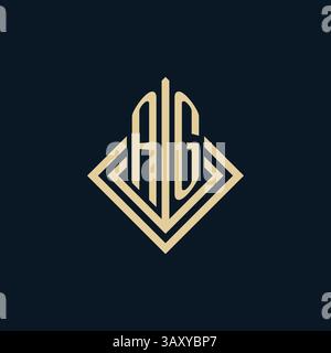 Initials AG logo rhombus lines shape style, luxury modern real estate logo design vector graphic Stock Vector