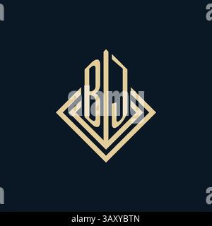 Initials BJ logo rhombus lines shape style, luxury modern real estate logo design vector graphic Stock Vector