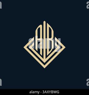 Initials AB logo rhombus lines shape style, luxury modern real estate logo design vector graphic Stock Vector