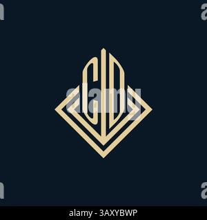 Initials CD logo rhombus lines shape style, luxury modern real estate logo design vector graphic Stock Vector