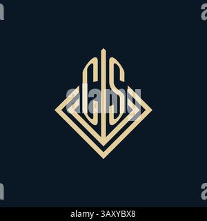 Initials CS logo rhombus lines shape style, luxury modern real estate logo design vector graphic Stock Vector